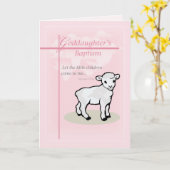 Baptisme, Roze, Goddochter, Lamb Kaart (Gele Bloem)