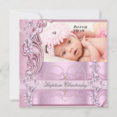  Baptisme roze meisje foto vlinderkruis Kaart (Voorkant)