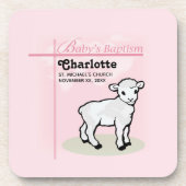 , Baptisme, Roze, Meisje, Lamb Bier Onderzetter (Voorkant)