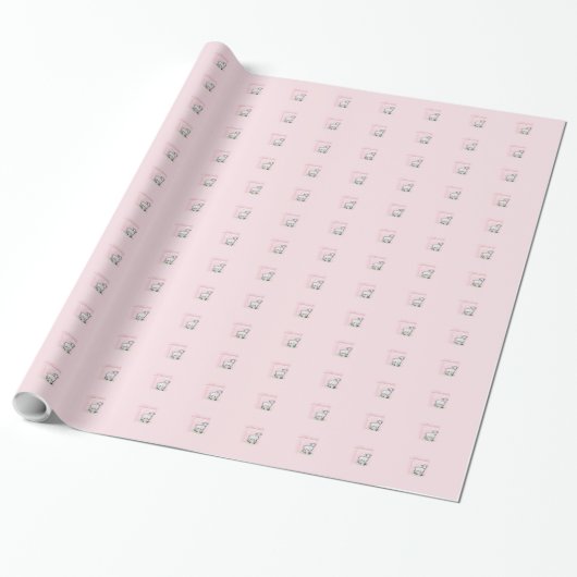 Baptisme, Roze, Meisje, Lamb Cadeaupapier (Uitgerold)
