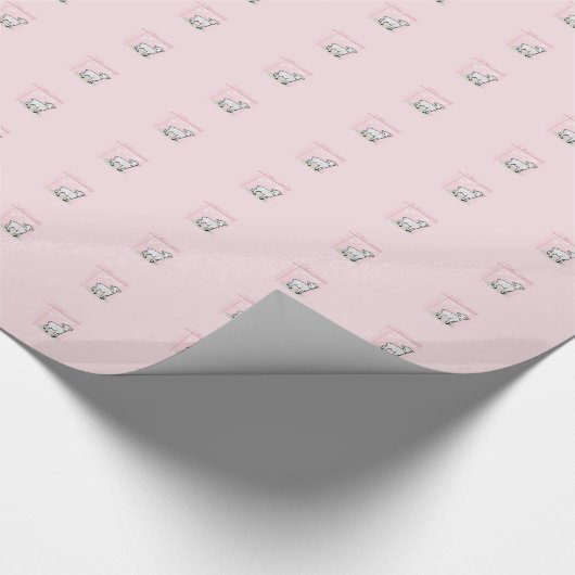 Baptisme, Roze, Meisje, Lamb Cadeaupapier (Hoek)