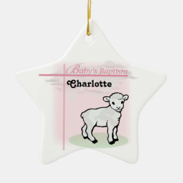 , Baptisme, Roze, Meisje, Lamb Keramisch Ornament