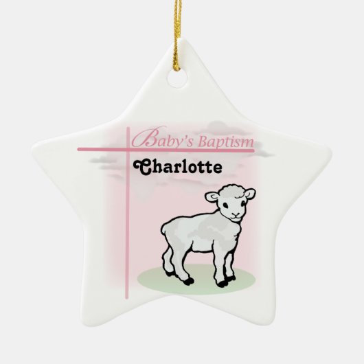 , Baptisme, Roze, Meisje, Lamb Keramisch Ornament (Voorkant)