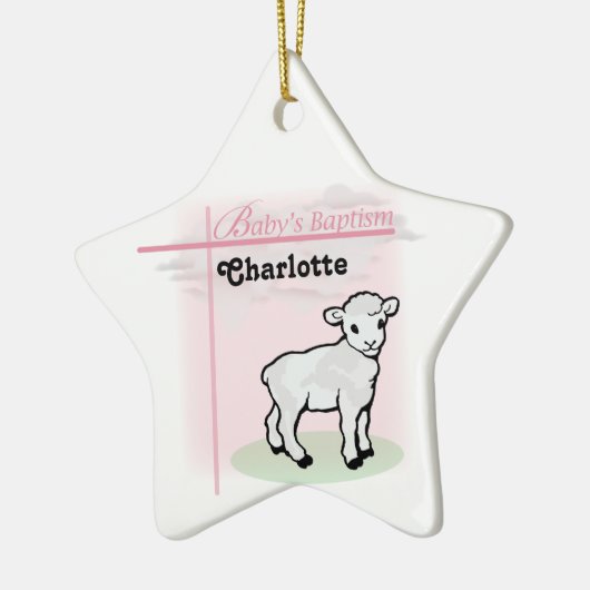 , Baptisme, Roze, Meisje, Lamb Keramisch Ornament (Links)