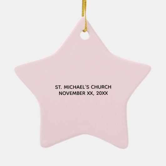 , Baptisme, Roze, Meisje, Lamb Keramisch Ornament (Achterkant)