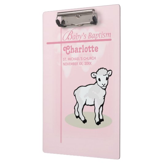 , Baptisme, Roze, Meisje, Lamb Klembord (Links)