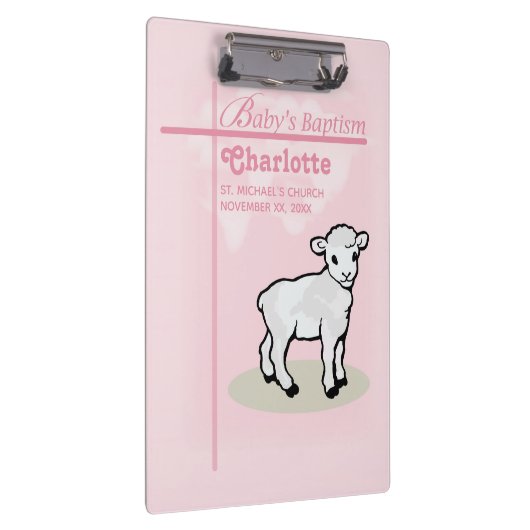 , Baptisme, Roze, Meisje, Lamb Klembord (Rechts)