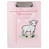 , Baptisme, Roze, Meisje, Lamb Klembord (Voorkant)