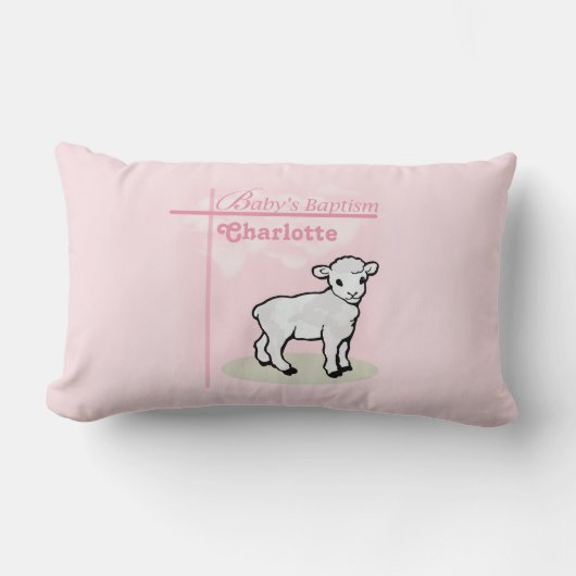 , Baptisme, Roze, Meisje, Lamb Kussen (Voorkant)
