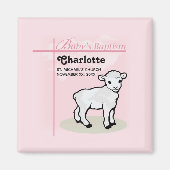 , Baptisme, Roze, Meisje, Lamb Magneet (Voorkant)
