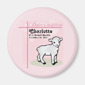 , Baptisme, Roze, Meisje, Lamb Magneet (Voorkant)
