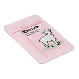 , Baptisme, Roze, Meisje, Lamb Magneet