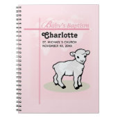, Baptisme, Roze, Meisje, Lamb Notitieboek (Voorkant)