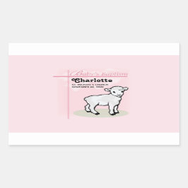 , Baptisme, Roze, Meisje, Lamb Rechthoekige Sticker