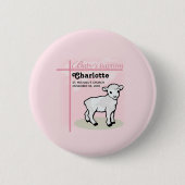 , Baptisme, Roze, Meisje, Lamb Ronde Button 5,7 Cm (Voorkant)