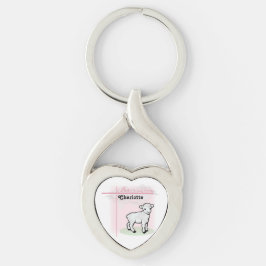 , Baptisme, Roze, Meisje, Lamb Sleutelhanger
