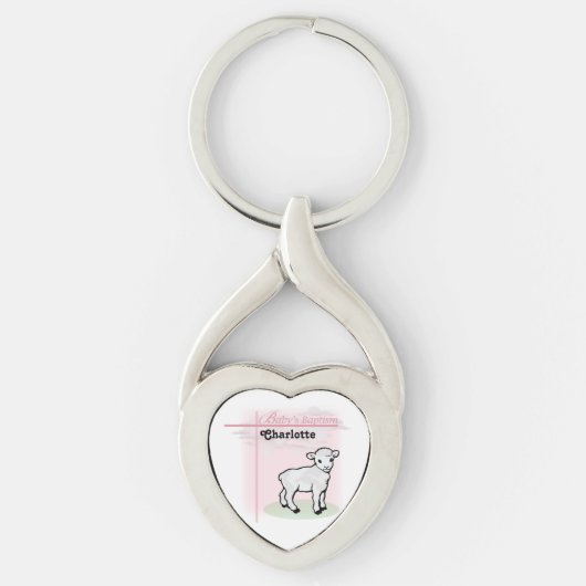 , Baptisme, Roze, Meisje, Lamb Sleutelhanger (Voorkant)