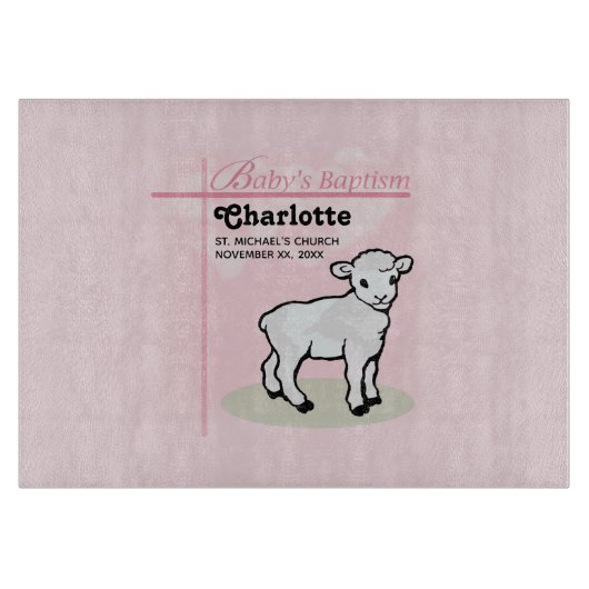, Baptisme, Roze, Meisje, Lamb Snijplank (Voorkant)