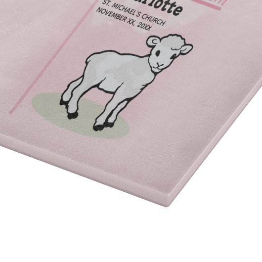 , Baptisme, Roze, Meisje, Lamb Snijplank (Hoek)