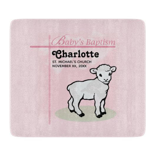 , Baptisme, Roze, Meisje, Lamb Snijplank (Voorkant)