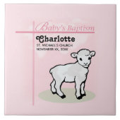 , Baptisme, Roze, Meisje, Lamb Tegeltje (Voorkant)