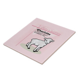 , Baptisme, Roze, Meisje, Lamb Tegeltje