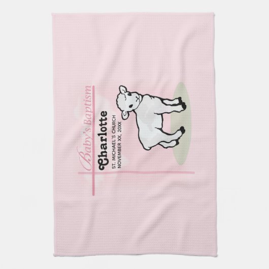 , Baptisme, Roze, Meisje, Lamb Theedoek (Verticaal)