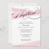 Baptisme, roze moderne uitnodiging tot Waterverf (Voorkant)