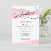 Baptisme, roze moderne uitnodiging tot Waterverf (Staand voorkant)