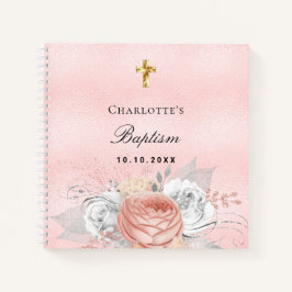 Baptisme roze roze roze roze goudflorals zilver notitieboek