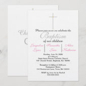 Baptisme roze triplets uitnodiging (Voorkant / Achterkant)