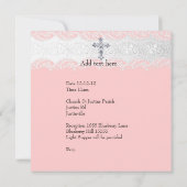 Baptisme Roze witte lens Foto jewel Cross Kaart (Achterkant)