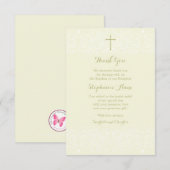 Baptisme Sage Delicate Floral Lace Bedankkaart (Voorkant / Achterkant)