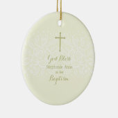 Baptisme Sage Delicate Floral Lace Keramisch Ornament (Rechts)