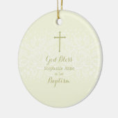 Baptisme Sage Delicate Floral Lace Keramisch Ornament (Links)