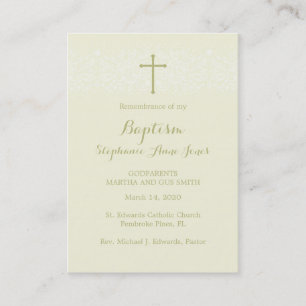 Baptisme Sage Delicate Floral Lace Visitekaartje