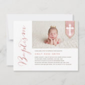 Baptisme Script Shiny Blush Photo Invitation Kaart (Voorkant)