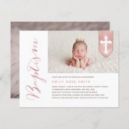 Baptisme Script Shiny Blush Photo Invitation Kaart