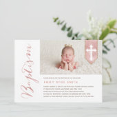 Baptisme Script Shiny Blush Photo Invitation Kaart (Staand voorkant)
