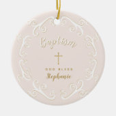Baptisme Scroll in roze en goud Keramisch Ornament (Voorkant)