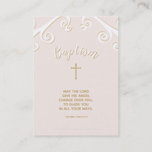 Baptisme Scroll in roze en goud Visitekaartje (Achterkant)