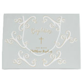 Baptisme Scrollen in Powder Blue en Gold Large Cadeautasje (Voorkant)