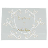 Baptisme Scrollen in Powder Blue en Gold Large Cadeautasje (Achterkant)