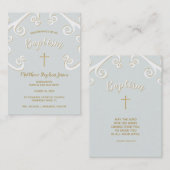 Baptisme Scrollen in Powder Blue en Gold Visitekaartje (Voorkant / Achterkant)