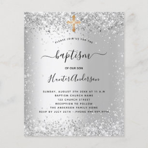Baptisme Silver Glitter Gold Baptisme-uitnodiging Flyer