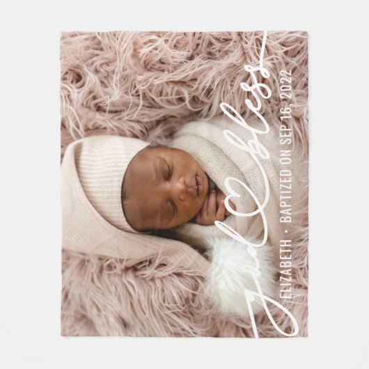 Baptisme Simple Elegant Moderne Heart Baby Foto Fleece Deken (Voorkant)