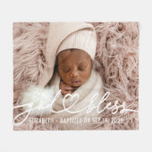 Baptisme Simple Elegant Moderne Heart Baby Foto Fleece Deken (Voorkant (Horizontaal))