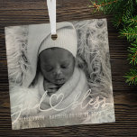 Baptisme Simple Elegant Moderne Heart Baby Foto Glas Ornament<br><div class="desc">Dit eenvoudige en moderne ontwerp bestaat uit serif typografie en voegt een aangepaste foto toe,  voeg de naam van de baby toe en maand en jaar van baptisme</div>