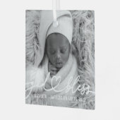 Baptisme Simple Elegant Moderne Heart Baby Foto Glas Ornament (Voorkant links)