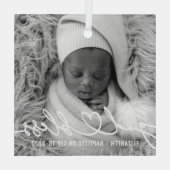 Baptisme Simple Elegant Moderne Heart Baby Foto Glas Ornament (Achterkant)